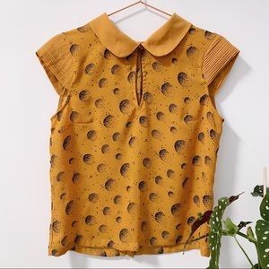 KOOKAI Mustard Yellow Reversible Pattern Blouse